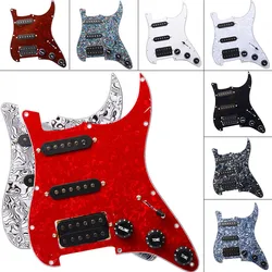 Multi Colour SSH Pickguard Electric Guitar Pickguard and Black White SSH Loaded Prewired Scratchplate Assembly