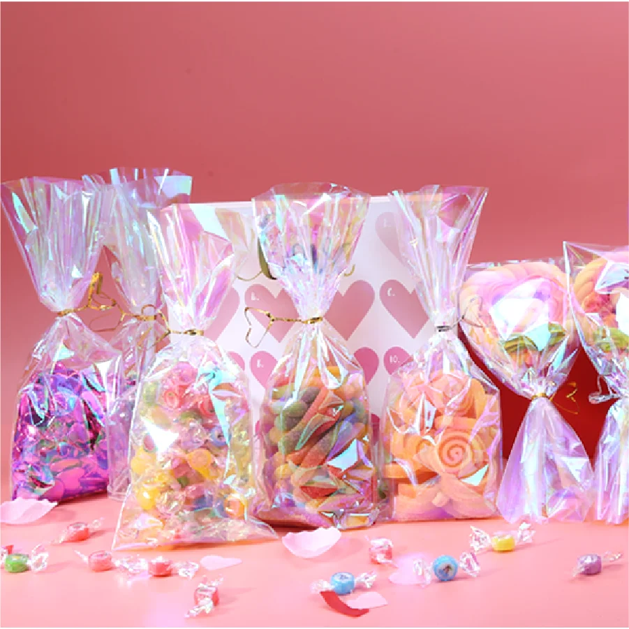 100 Sacchetti Di Natale Per Caramelle Con 100 Chiusure Twist, 27,5x12,5 Cm, In OPP Per Alimenti, Con Motivi Natalizi (fiocchi Di Neve, Pupazzi Di Neve) - 2