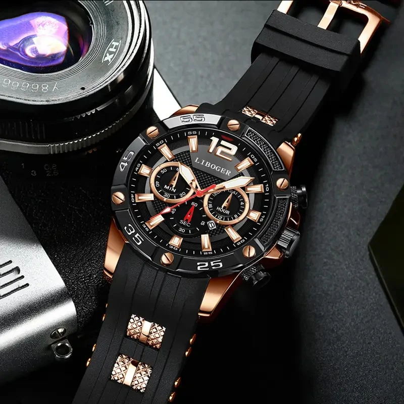 1pcs Men's Watch Sport Business Calendar Watches Fashion Casual Silicone Quartz Watch Men's Gift (Box Not Included)