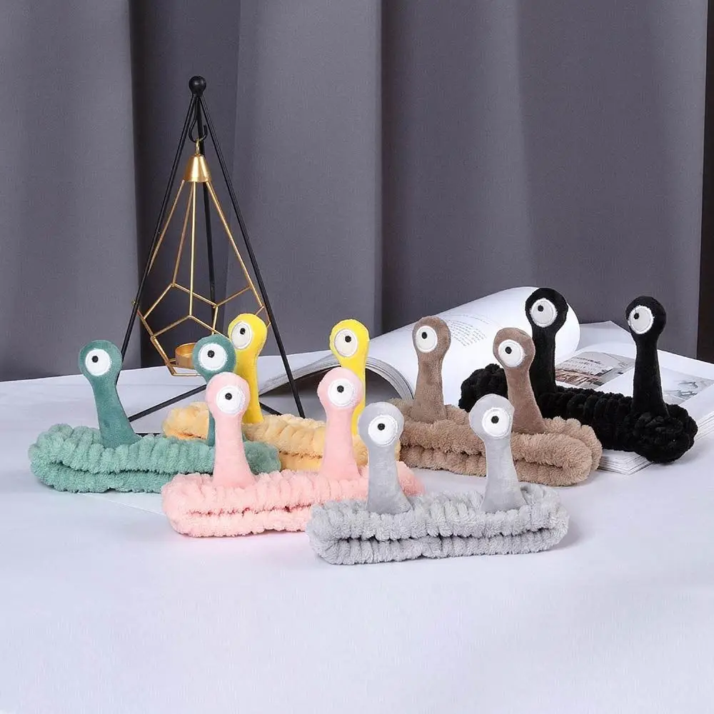 Nette Korallen Fleece Cartoon Schnecke Stirnband Elastische Hautpflege Gesicht Waschen Haarband Make-up Haar Zubehör Frauen Mädchen – Detail 6
