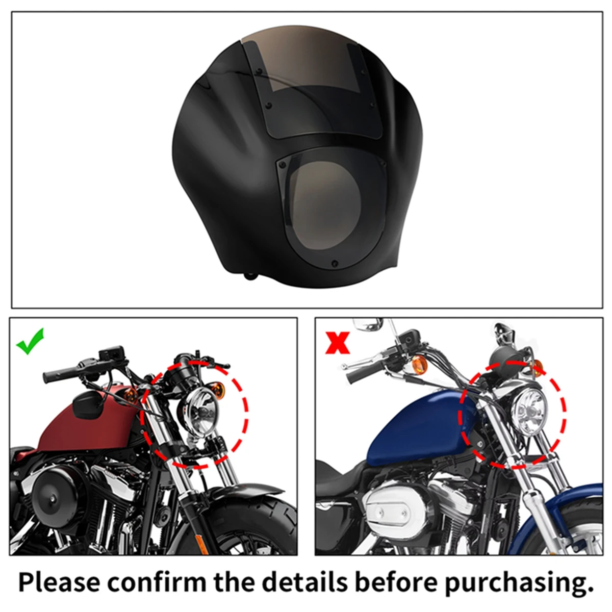Motorcycle Quarter Headlight Fairing Windshield For Harley Sportster XL883 XL1200 1988- Dyna 1995-2005 FXD 86-94