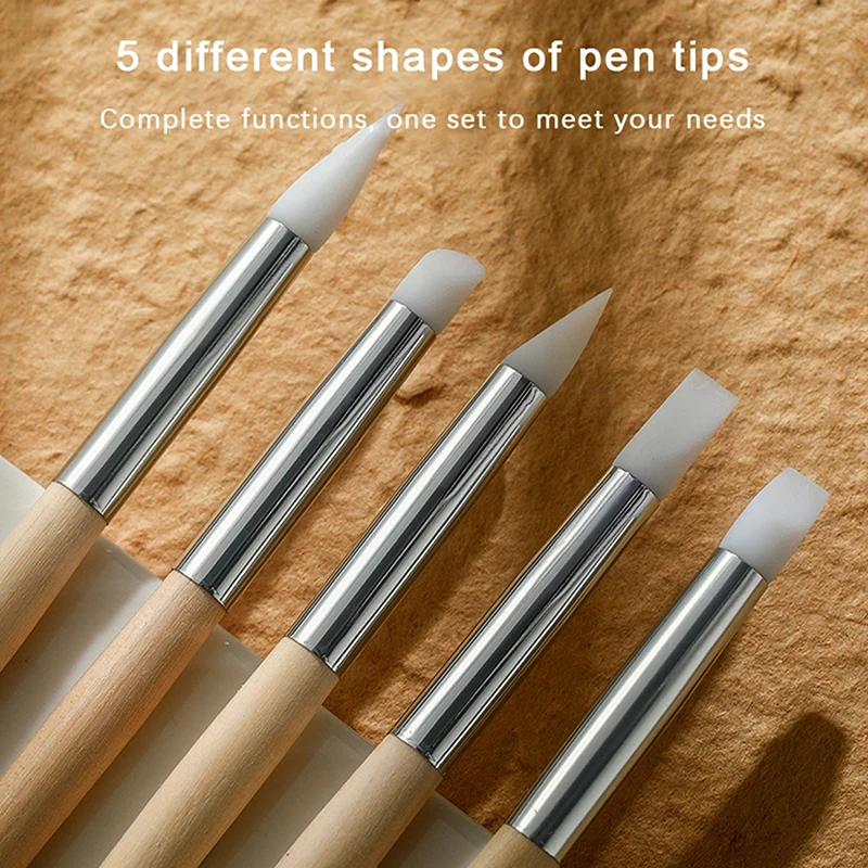 Silicone Wooden Pole Nail Art Pen Brush Uv Gel Polish Tip 3d Image Diy Dotting Polish Brushes Sculpture Pen Diy Manicure Tool 2