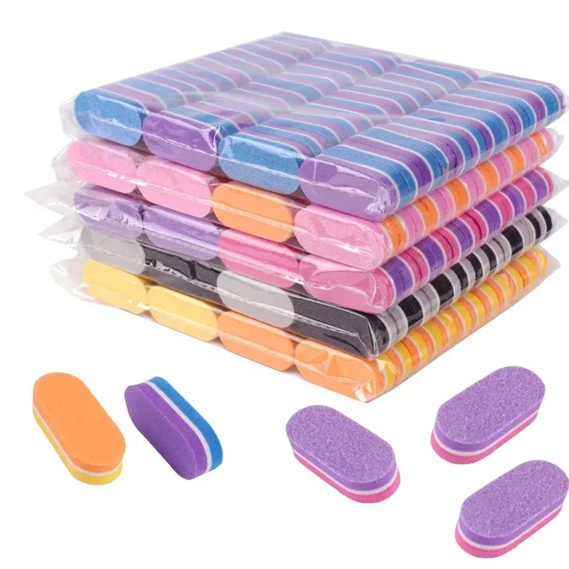 40Pc Professional Mini Nails Art buffer File 100/180 Sandpaper Manicure Tips Care File Sanding Polishing Grinding Equipment Tool
