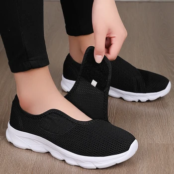 Women's Mesh Slip - on Sneakers with Velcro Closure: Lightweight, Comfortable for Daily Wear 1