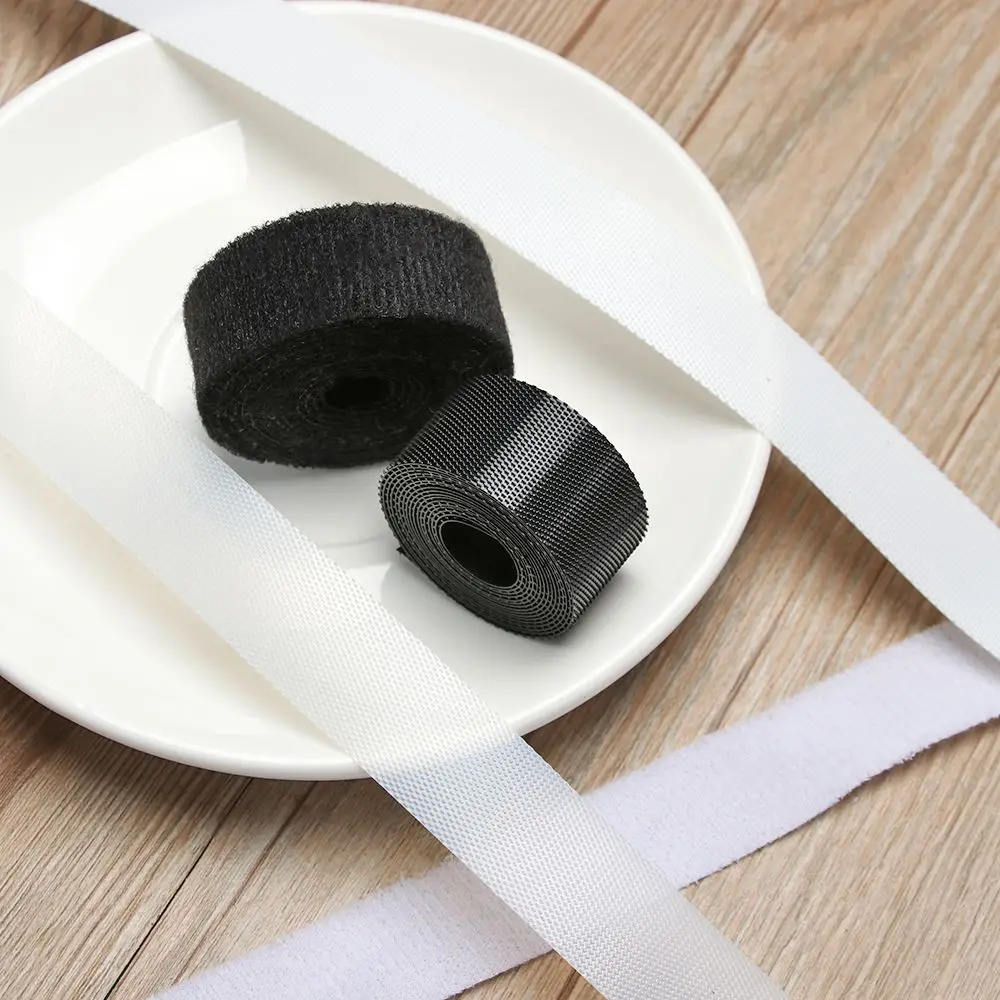 High Quality Black/White 6/8/20mm Width Magic Tapes Sticker Clothes Fastener Tape Paste Strap  Sewing Stickers