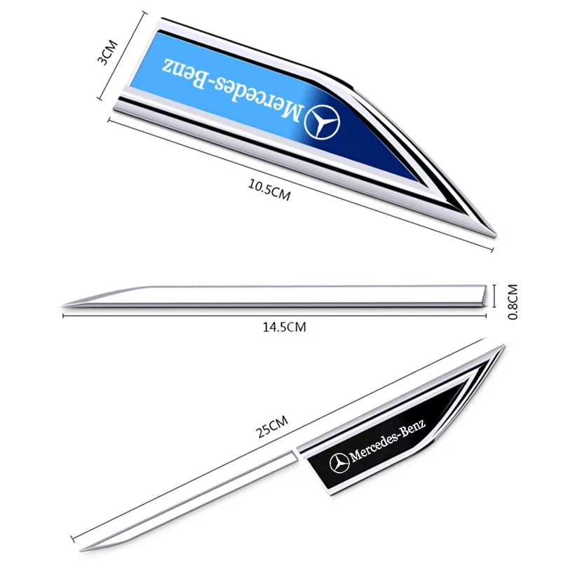 메르세데스 벤츠 MB AMG W204 W205 W203 W211 W212 W213 W201 W210 W124 W169 자동차 펜더 측면 데칼용 금속 자동차 스티커 배지 2개