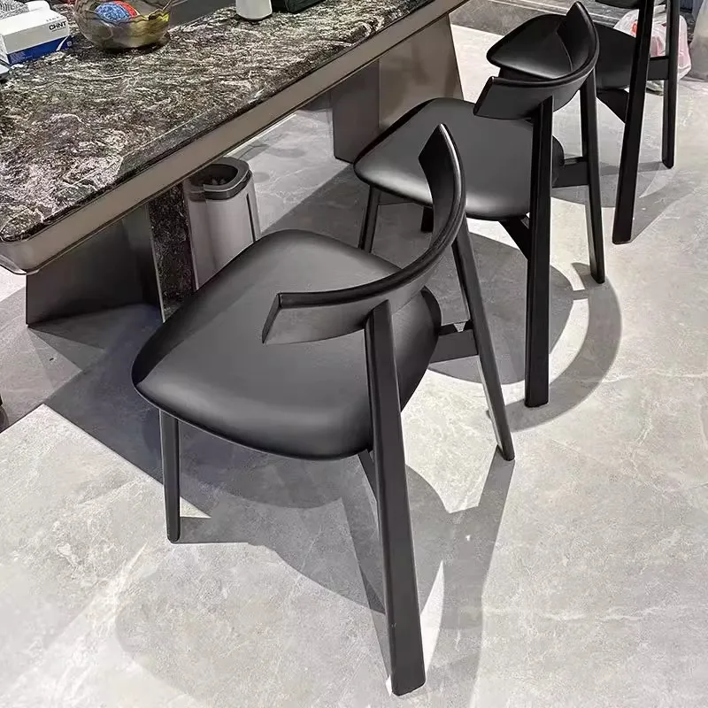 Nordic Solid Wood Dining Chair Home Mid-Century New Chinese Hotel Restaurant Luxury Backrest Chair Italian Minimalist Ash Wood