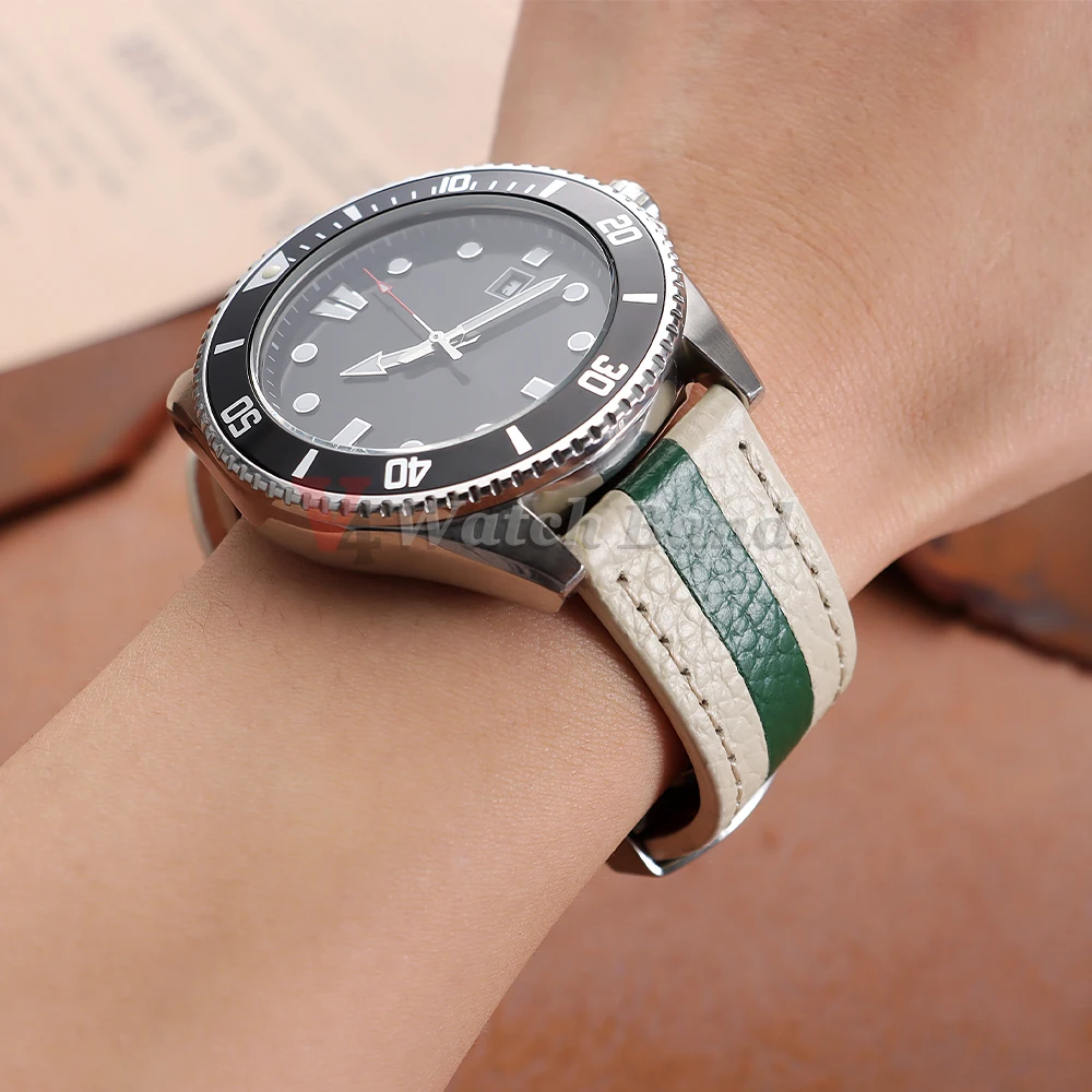 Colorful Calfskin Leather Watch Strap with Butterfly Buckle