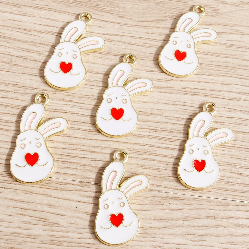 10 Stück 16*21mm Emaille Kaninchen Charms für Schmuckherstellung Legierung DIY Charms Anhänger Halsketten Ohrringe Zubehör Handarbeit Basteln – Detail 18