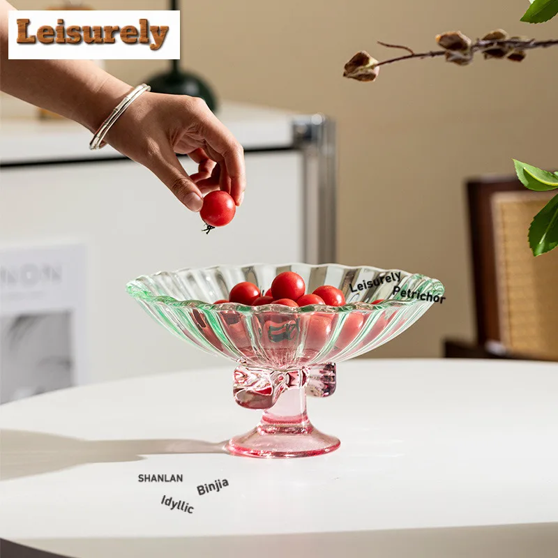 Butterfly Knot High Foot Fruit Dishes Handmade Pastry Plate Trinket Dish Dry Fruit Serving Tray Sharing Plate Cafes Craft Gift