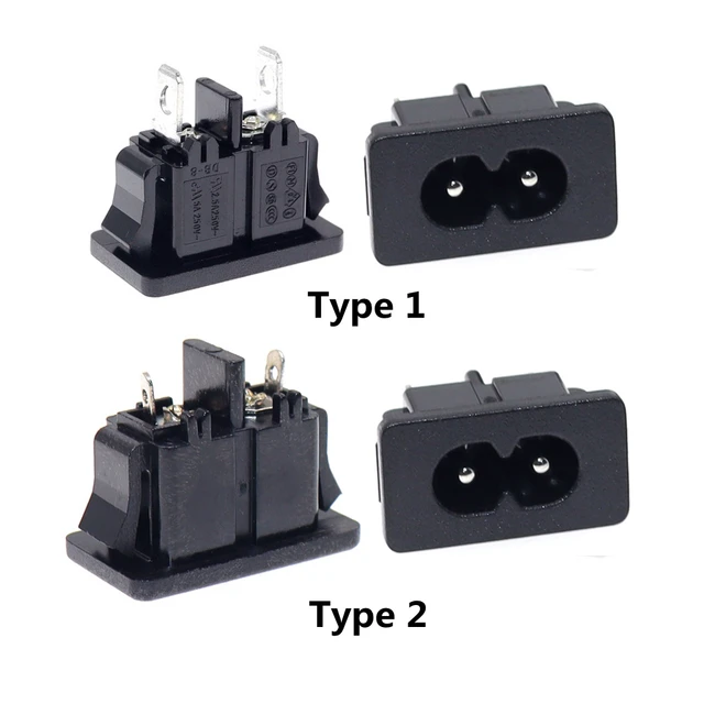 10Pcs/lot IEC320 C8 Figure 8 Male Plug Power Inlet Socket 2.5A