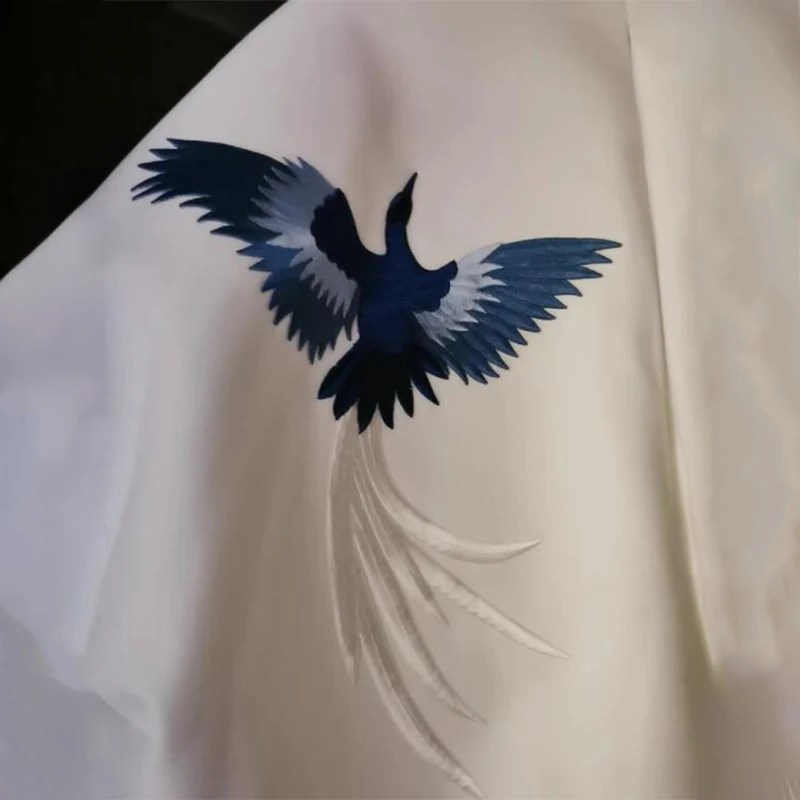 1pc Blue Phoenix Embroidery Patch Chinese Style Animal Embroidered Cloth Applique DIY Cheongsam Clothes Adhesive Decor Accessory
