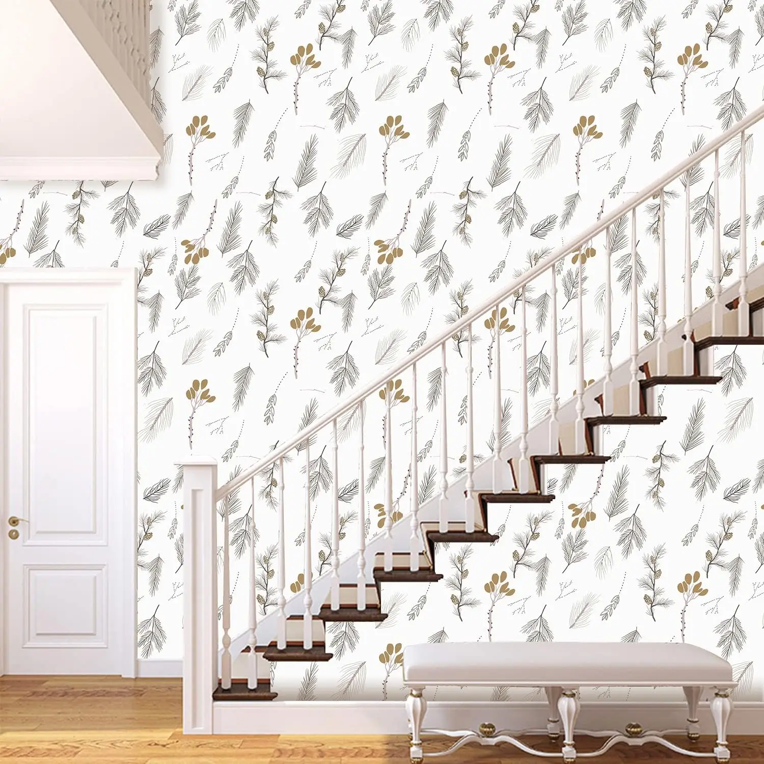 Carta Da Parati Autoadesiva Floreale - Design Acquerello Con Fiori E Foglie, PVC Rimovibile - Foto 8