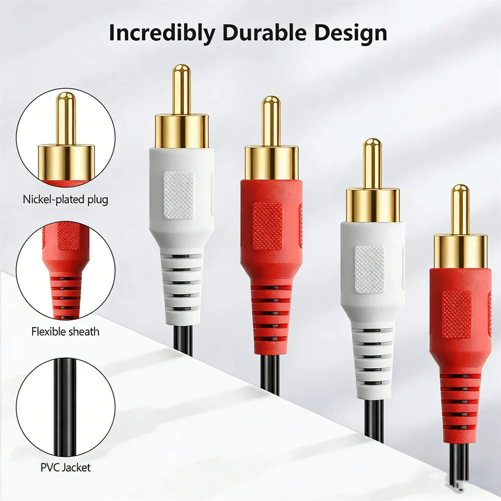 Premium Dual Shielded Stereo Audio Cable for Home Theater and Amplifier Systems