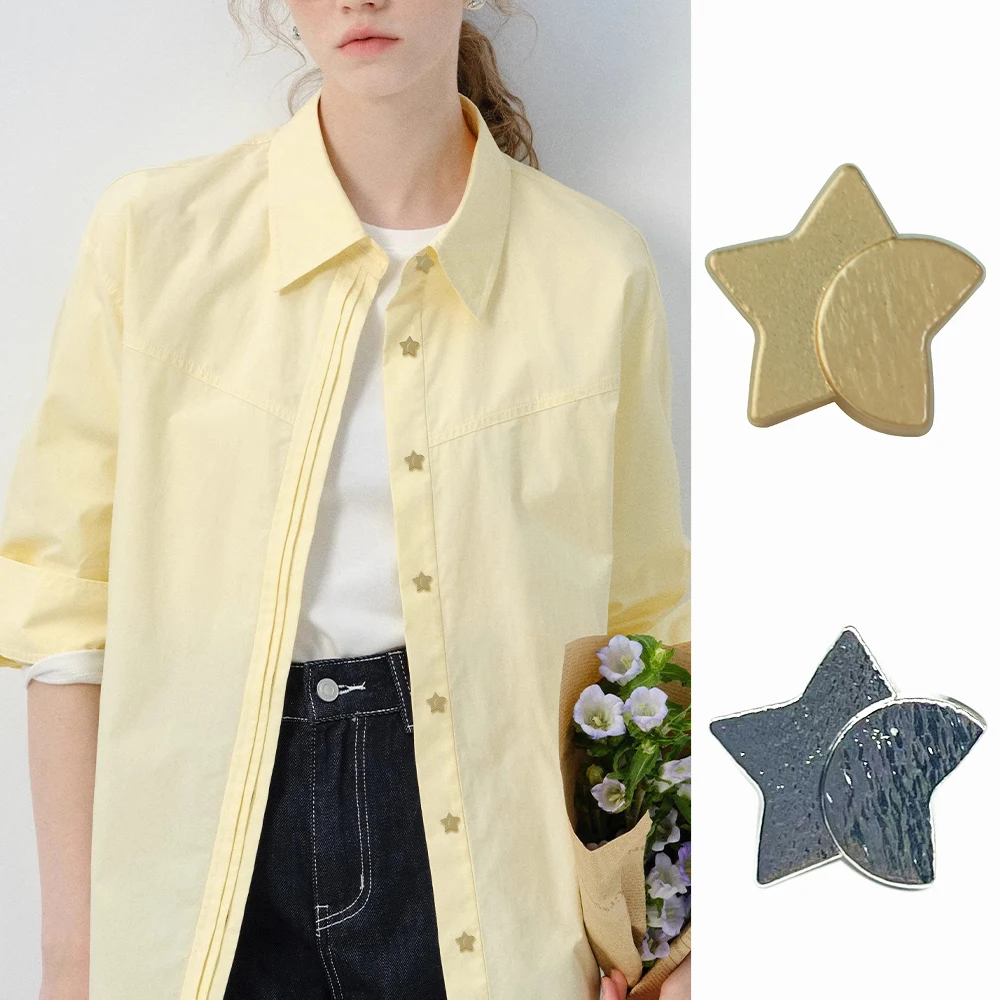 10pcs 셔츠 용 세련된 스타 문 금속 단추, 12mm, 골드/실버, 스타 디자인의..
