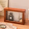 Lock storage Retro new Chinese solid wood desktop storage box Stationery box Dust-proof crabapple flower glass jewelry storage b 4