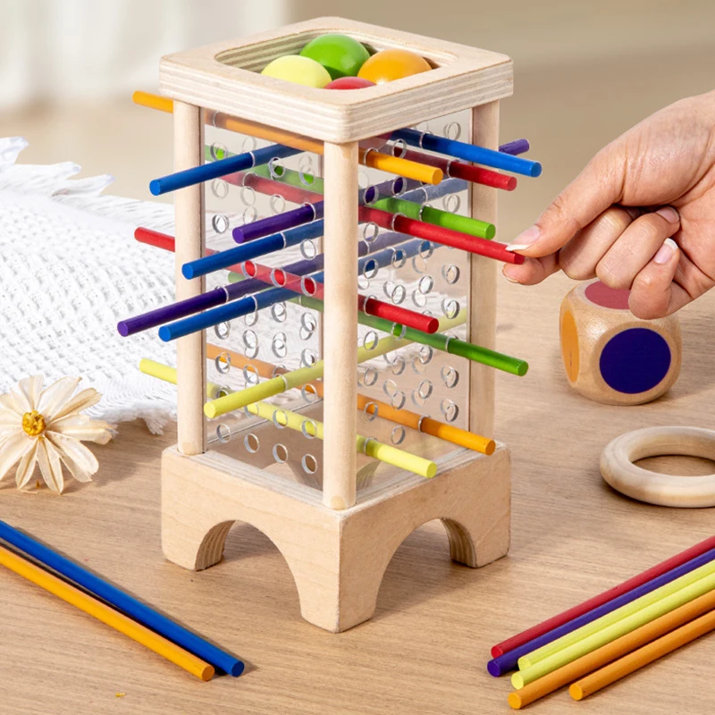 Montessori Game Wooden Board Game,30 Colorful Wooden Sticks Dice Game Math Educational Toy,Fine Motor Skills & Counting Toy