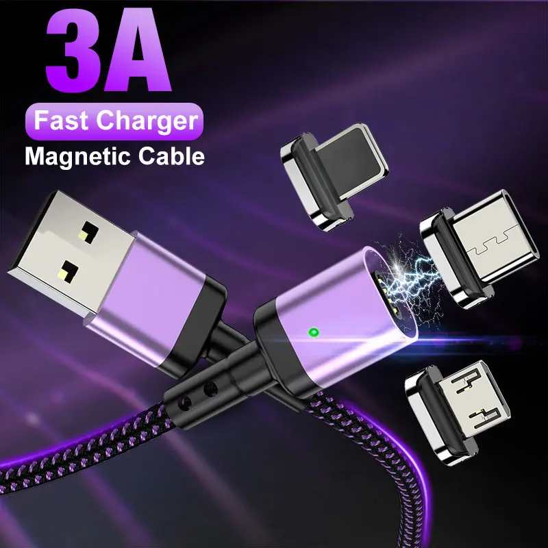 Suntaiho Magnetic Cable Micro USB Type C Cable for iPhone 13 poco f3 Xiaomi 3A Fast Magnet Phone Charging Data Cord USB C Cable