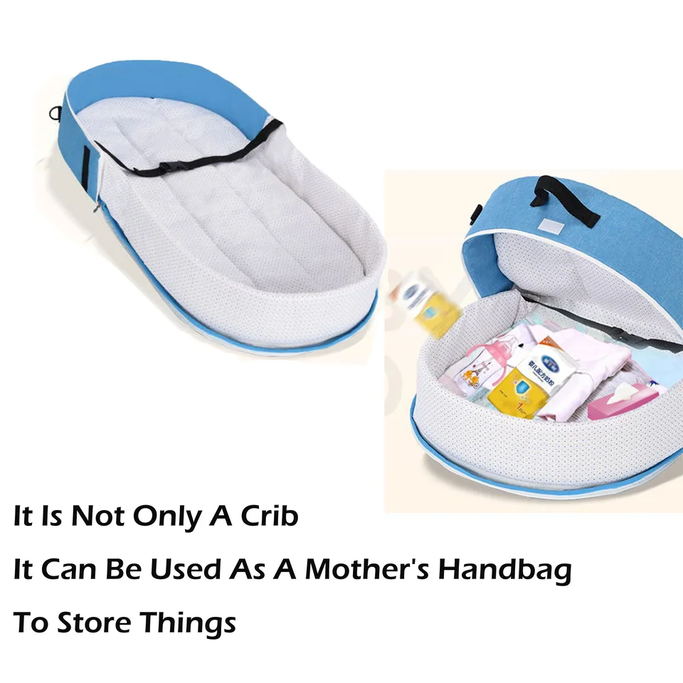 Portable Baby Nest Lounger With Canopy - XL Travel Bassinet, Foldable Co-Sleeper With Mosquito Net, Green