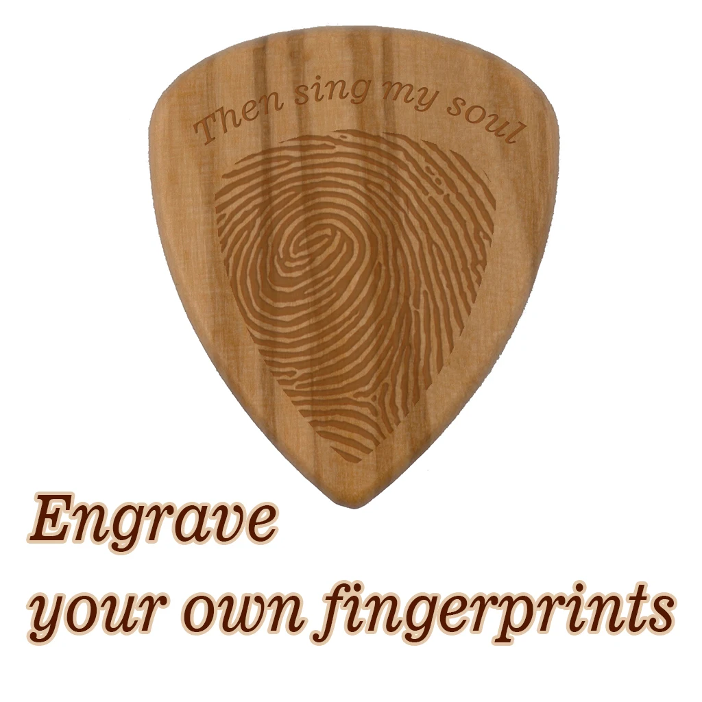 Custom Fingerprint Wood Guitar Pick Acoustic Electric Bass Plectrum