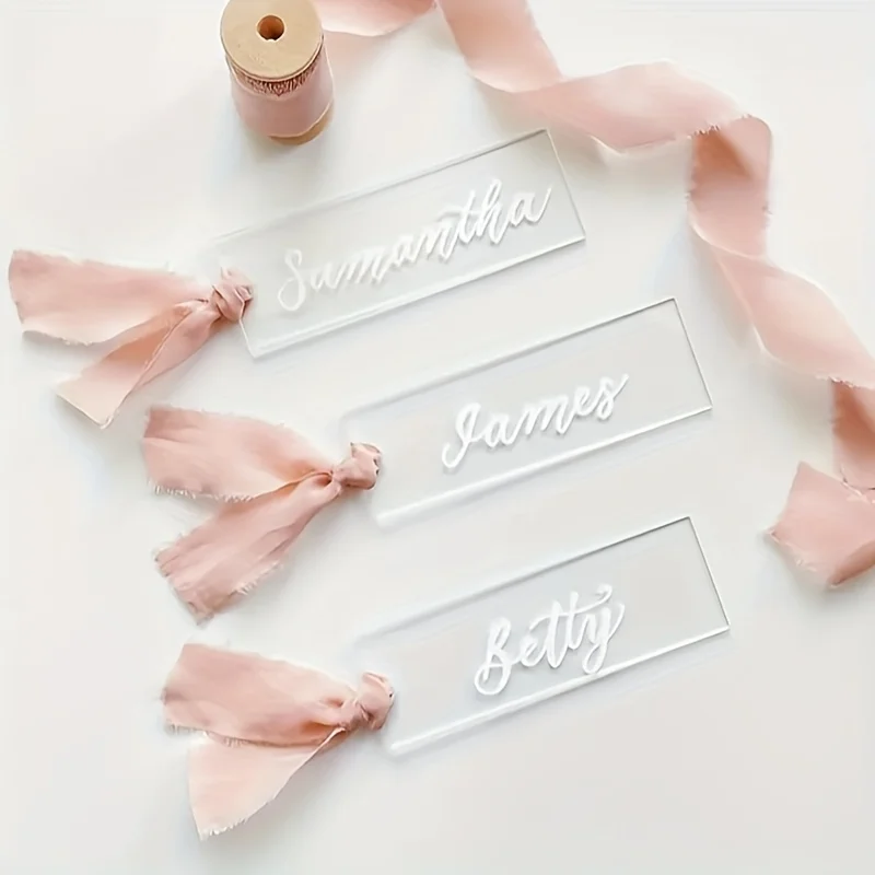Transparent Acrylic Place Cards 20pcs Weddings and Parties Wedding Reserved Signs Chairs Table Setting Signs Seat Label place card holders place cards