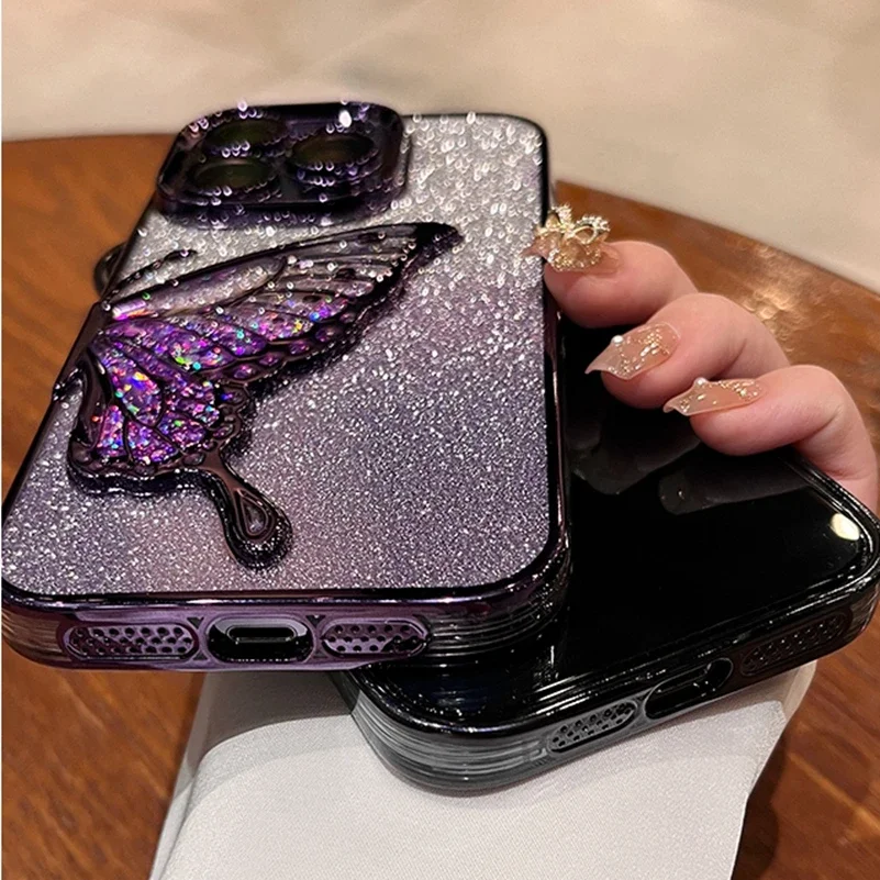 Luxury Glitter Quicksand Butterfly Clear Phone Case
