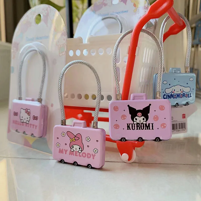 

Sanrio Kuromi Cinnamoroll Hello Kitty 3-Digit Password Wire Rope Small Lock Mini Storage Box Toolbox Gym Cabinet Padlock