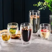 5 Sizes Double Wall Insulated Glass Cup Clear Espresso Coffee Mugs Handmade Beer Mug Tea Milk glass Whiskey Glass Cups Drinkware