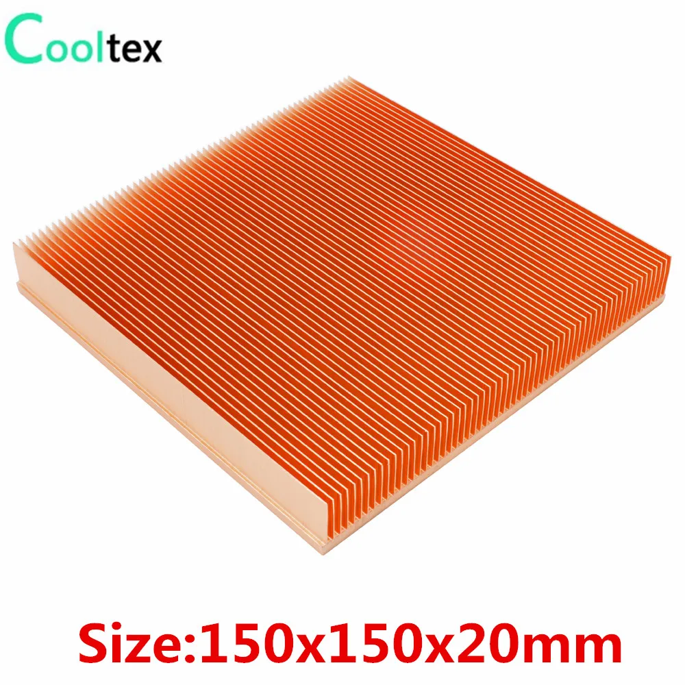 

Pure Copper Heatsink 150x150x20mm Skiving Fin Heat Sink Radiator Cooler for Electronic Chip LED Cooling Heat Dissipation