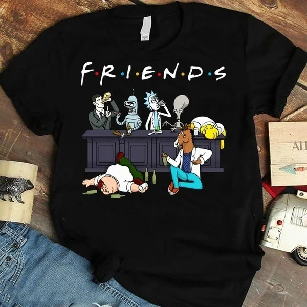 Trend FRIENDS Tshirt Femme Letter Print Graphic Tees Women T-shirt Female Cute Pink Tshirt Graphic Tees Women A