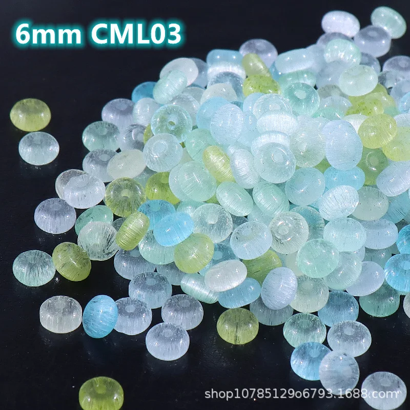 6mm 브러쉬드 캣츠아이 투명 아바커스 비즈 유리 쌀알 비즈 루즈 비즈 핸드메이드 DIY 비즈 액세서리 재료