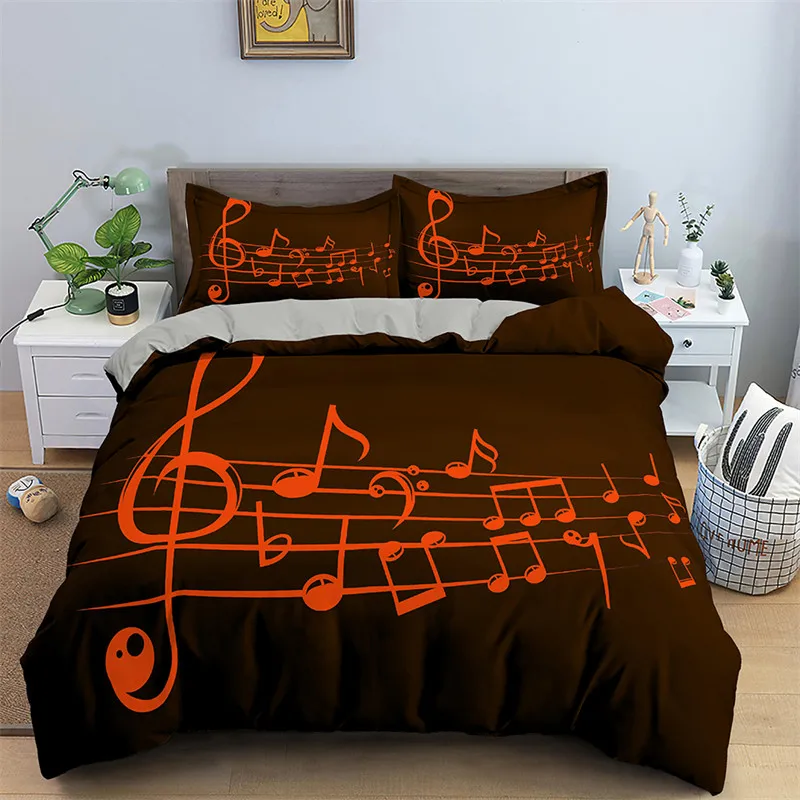 

Music Theme Duvet Cover Microfiber Musical Symbols Comforter Cover Violin Piano Pattern Bedding Set Twin King Single Queen Size