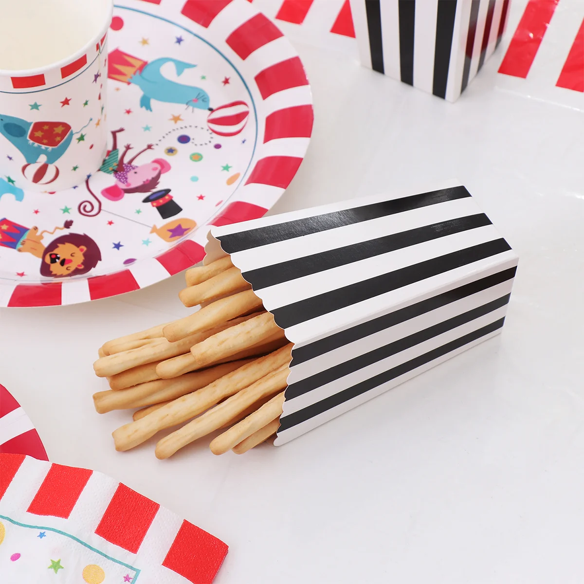 Scatola a righe per Popcorn contenori per Popcorn a righe contenore nero scatola per Popcorn a righe scatola per Popcorn bianca nera scatole di carta per Popcorn  15
