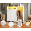 Children's Wardrobes, White Dresser for Bedroom with Clothing Rack, Dressers& Chests of Drawers,4 Drawer Dresser with LED Lights 5