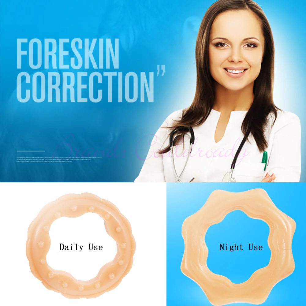 Male Sex Toys 2PCS Reusable Foreskin Corrector for Men Cockring Delay Ejaculation Glans Training Penis Rings Stretcher Sexshop Sex Toys