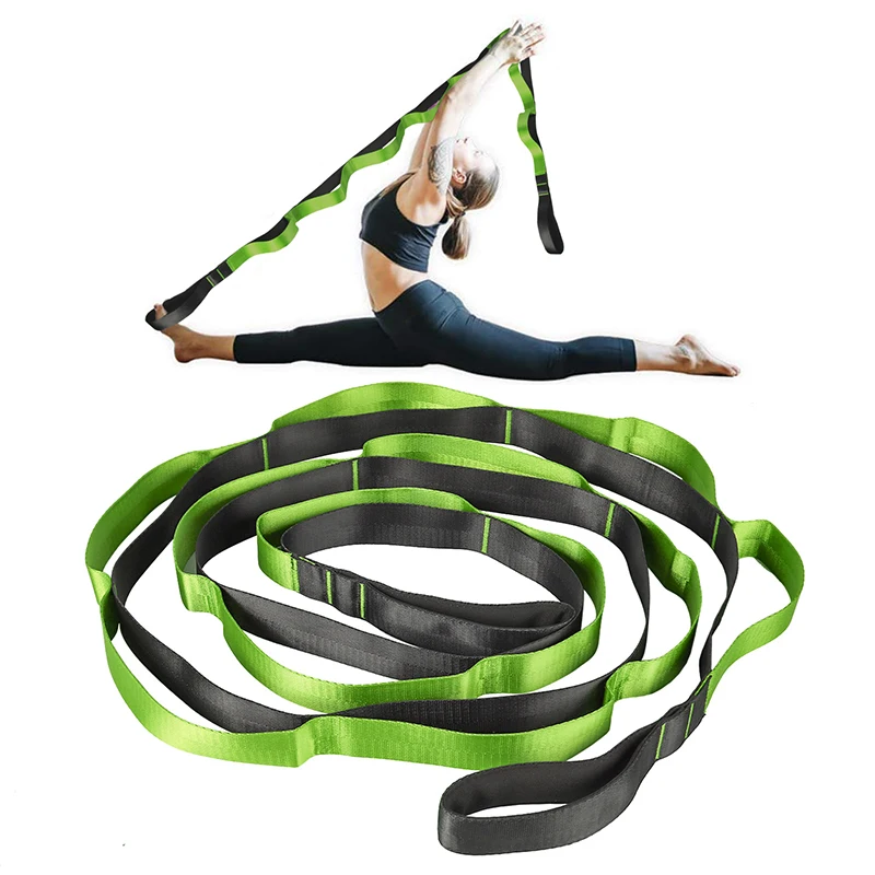 

Yoga Stretch Strap with 12 Loops Non-elastic Strap for Stretching Physical Therapy Equipment Dance Exercise Pilates Gymnastics