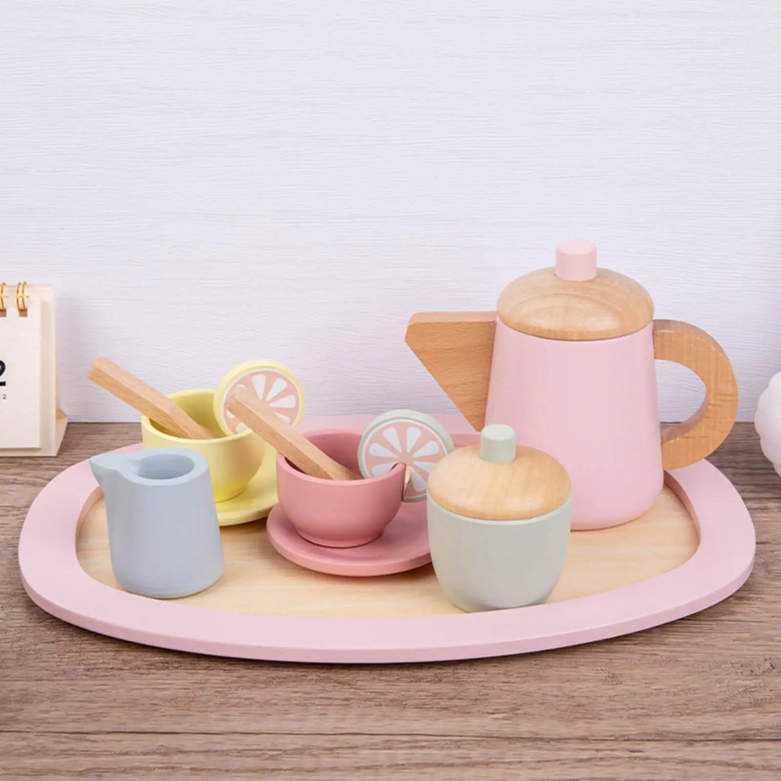 Wooden Tea Party/Cake Set Toy Pretend Play Food Learning Role Play Game Early Educational Toys For Toddlers Girls Boys Kids Gifts