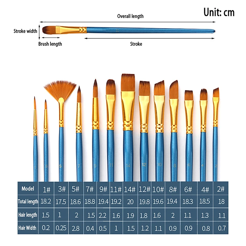 13Pcs Painting Brushes Set