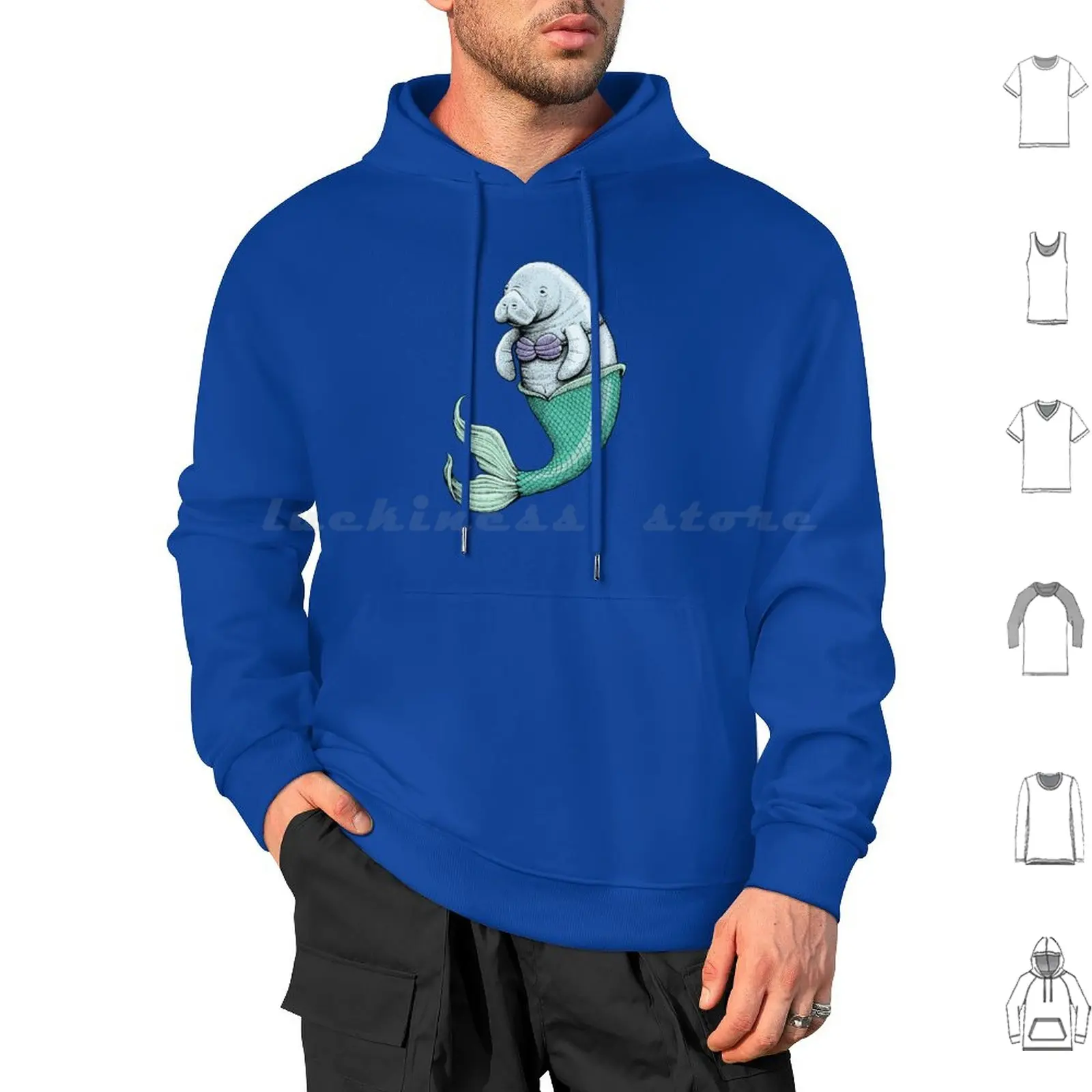 Manatee Mermaid Hoodie Cotton Manica Lunga Manatee Mermaid Beautiful The Little Mermaid Fish Animals Funny Sea Cute Ink Pen