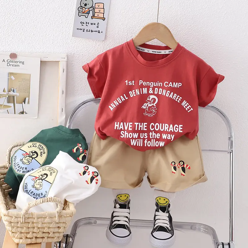 

Summer Children Cotton Clothes Baby Boys Cartoon O-Neck T Shirt Shorts 2Pcs/Set Infant Kids Fashion Toddler Tracksuit 0-5 Years