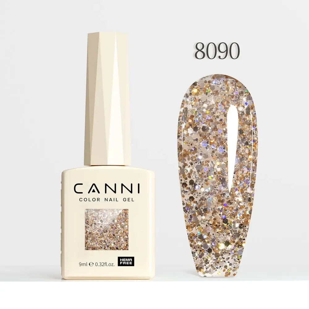 CANNI HEMA Free Black Glitter Diamond Sparkle Gel Polish - Long-Lasting Glossy Finish