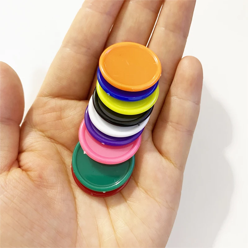 PS Plastic Chips Markers Token Poker Chips Plastic Game Coins For Family Club Board Games Teaching 9 Colours 100Pcs 25mm 37mm