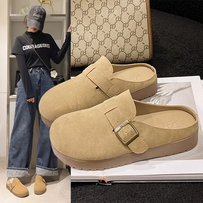 New Women Clogs for Women Fashion Cork Suede Mules Slipper Classic Cork Antislip for Outdoor Slippers with Arch Support 2