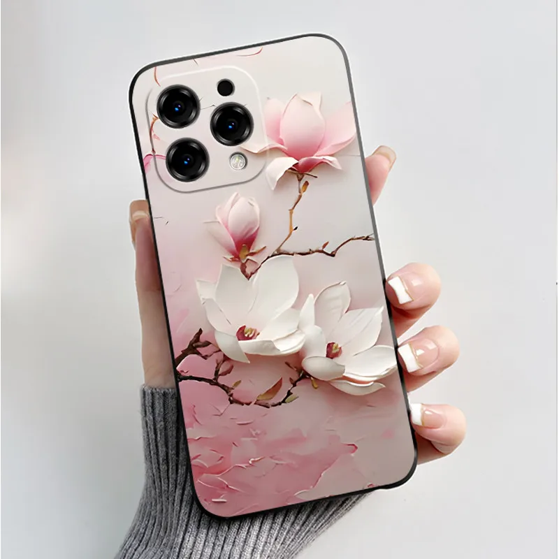Cute Flower Cartoon Silicone Phone Case - Soft Black Shell Cover
