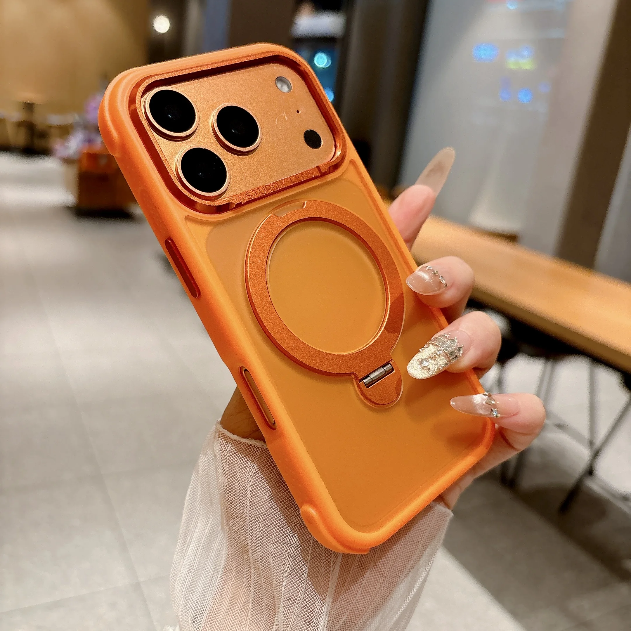 Shockproof Magnetic Kickstand Phone Case with 360° Rotating Metal Stand Cover