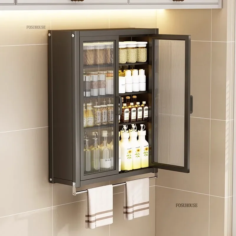 Minimalist Kitchen Cabinets Home Wall-mounted Storage Cabinets Multi-functional Dustproof Seasoning Bottle Kitchen Wall