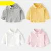 Ins Infant Babys Boys Polo Shirts Autumn Solid Long Sleeve Little Boy Sundershirt Casual Turn Down Collar Toddler Kids Boys Tops 1