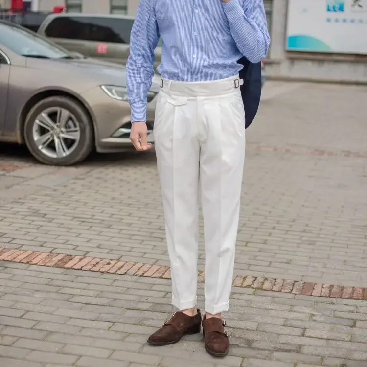 Autumn Men Suit Pants Fashion 2024 Korean Slim Fit Business Solid Pants Formal All Match Long Length Mens Dress Trousers H76