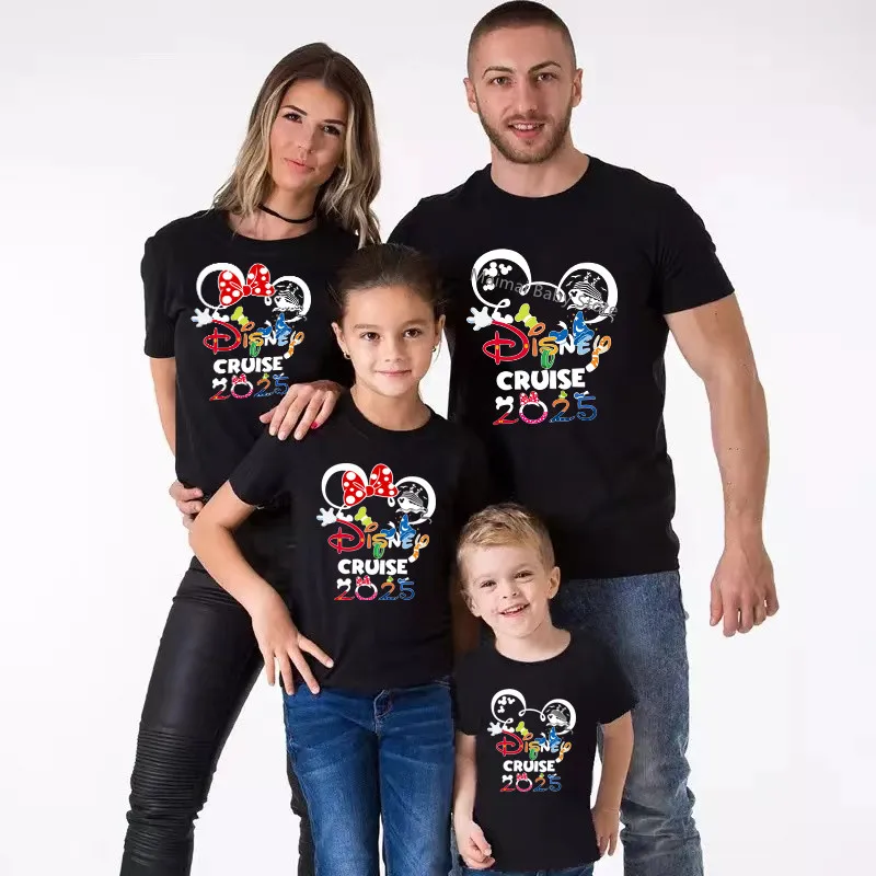 Disney Cruise 2025 Family Vacation Shirts Cotton Dad Mom Kids Tees Tops Baby Rompers Funny Family Matching Cruise Trip Outfits 2