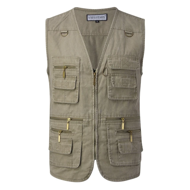 New Autumn Men'S Casual Sleeveless Vest Men Multi Pocket Fishing